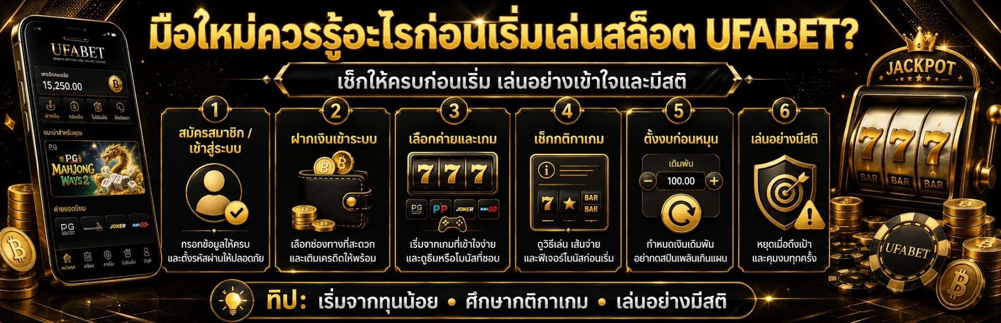 มือใหม่ควรรู้อะไรก่อนเริ่มเล่นสล็อต UFABET?